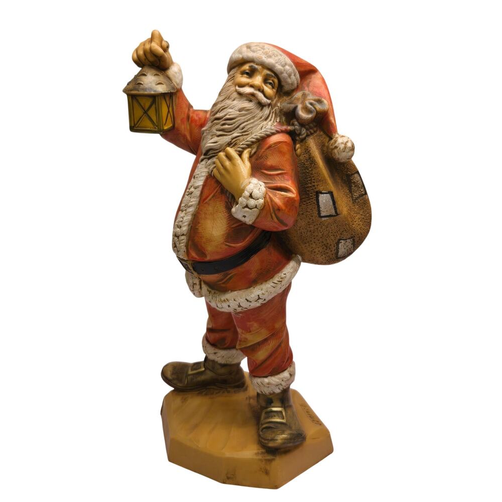 Vintage Fontanini Santa Claus Figurine 8" Holding Lantern & Sack Italy Christmas